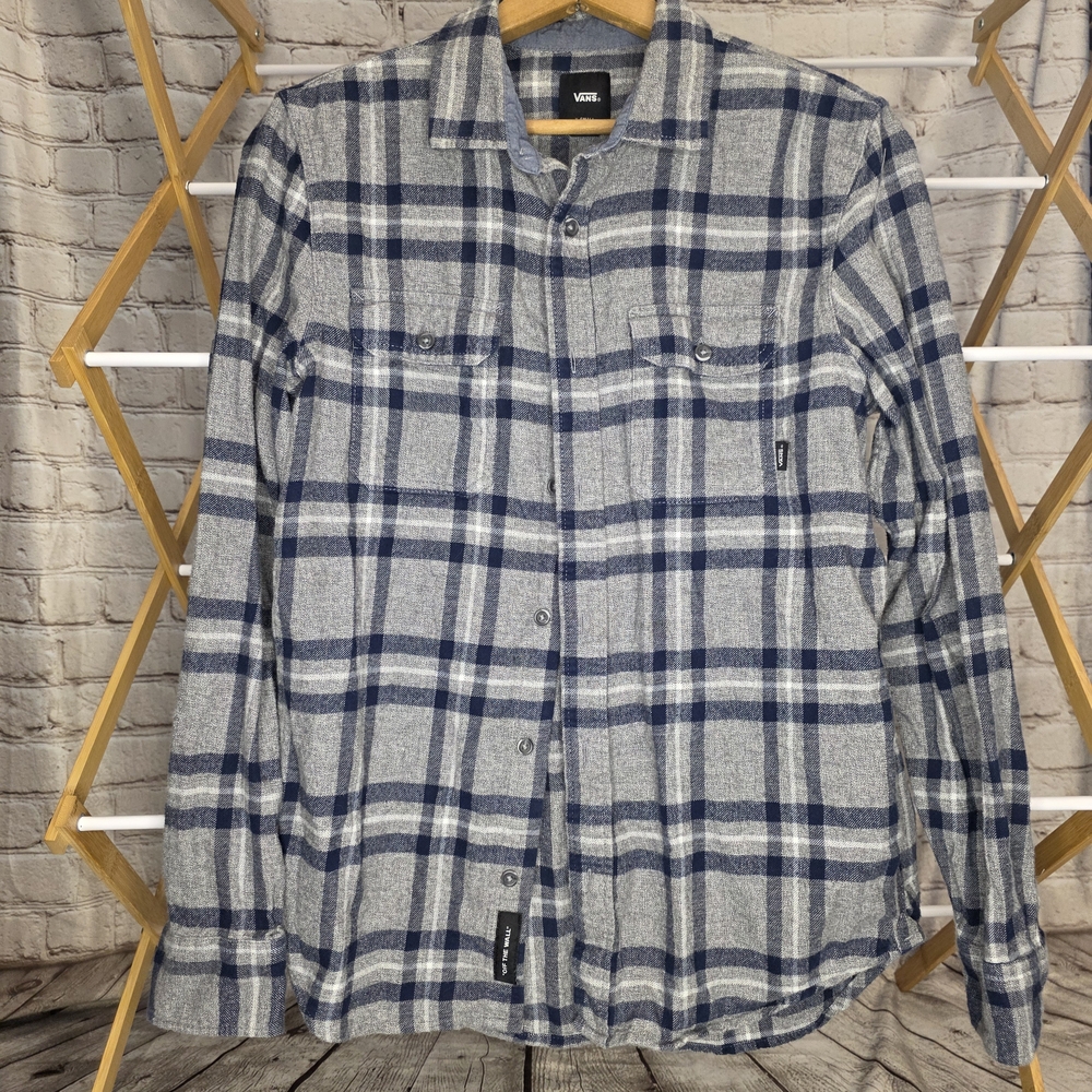 Vans Blue and Gray Plaid Shirt